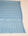 Vintage Hand Knit Crocheted Blue Baby Blanket W  Ribbon Quilt Nursery Exc 