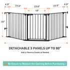 80  Extra Wide Baby   Dog Gate - Auto Close  Walk Through  3 Panels  Black