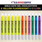12 Bible Safe Gel Highlighters  6 Bright Neon Yellow  6 Colors Pink  Green  Blue