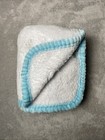 Petite L amour Baby Blanket White Gray Elephant Appliqu   Stars Teal Trim Plush