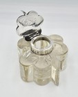 Victorian Sterling Silver Mounted Glass Shamrock Inkwell Birmingham 1898