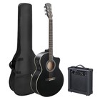 41  Acoustic Electric Guitar Beginner Set - Amp Eq Jumbo Cutaway Gig Bag Black