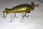 Vintage Heddon Spindiver Wood Fishing Lure Glass Eyes Rare