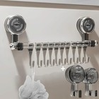 Suction Cup Towel Bar  Adhesive With 2 Hooks For Shower Wall  11 8 Transparent