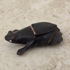 Vintage Hand Carved Black Horn Frog Shape Hinged Snuff Box  Pill Or Trinket Box