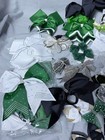 Assorted Lot Of Black white And Green Hair Bows Collection Rhinestones