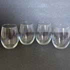 Stemless Wine Glasses Set Of 4 Clear Glass Tumblers Barware Water Cocktails 4pc