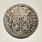 1755 Guatemala Pillar 2 Reales Silver Very Rare Date Holed Ferdinand Vi Milled