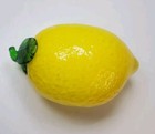 Vtg Murano Style Hand Blown Glass Yellow Lemon 5    Textured Realistic Art-glass