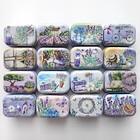 8pcs Mini Lavender Flower Tin Trinket Jewelry Organizer Storage Box Decorative