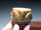 China Ancient Shang Culture Old Jade Stone Sanxingdui Ruins Head Amulet Pendant 