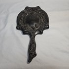Elegant Ornate Vtg Art Nouveau Repousee Handheld Mirror Beveled Glass 10  X 6 