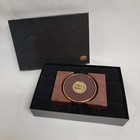 Leather   Brass Coca Cola Coasters And Display Holder Coca Cola Set Of 4 New