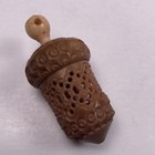 Victorian Hand Carved Coquilla Nut Egg Sewing Thimble Holder Case  read 