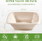180 Pack 24 Oz Paper Bowls Bulk  Square Disposable And Compostable  Eco