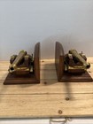 Vintage Replica Of 18th Century Naval Warship Cannon Brass   Wood Made Bookends