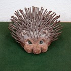 Mid Century Modern Sculpture Mix Media Art Cement Door Stopper Hedgehog Brown