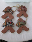 Lot Of 4 - 4  Wood Gingerbread Man Handmade Christmas Ornaments  Vintage Lot  3