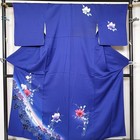 Elegant Japanese Houmongi Kimono Robe  Luxurious Floral Design Fine Silk 9889