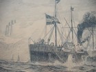 Rare Ww1 Original Hand Inked Magazine Artwork  Naval  Italian Flag  Info On Back