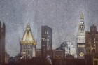Mezzotint- Framed Signed Frederick Mershimer- Bold Night Nyc Skyline