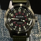 Bulova Hack 98a255 Automatic 38mm Black Dial Leather Strap Men s Watch  new
