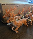 Vintage Large Cast Iron Santa Sleigh With 8 Reindeer Republic Of China 31  Long