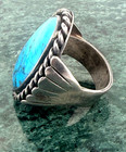 Vintage Native American Navajo Large Sterling Silver   Turquoise Ring Size9 5