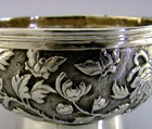 Beautiful C1900 Chinese Export Silver Bowl Butterflies   Flowers Antique 137g