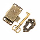 Vintage Iron Alloy Cabinet Door Lock Kit With Key Antique Drawer Wardrobe Lock H