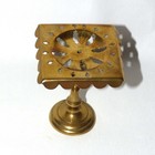 Antique Victorian Brass Candle Reflector Holder Openwork Scalloped 19th C