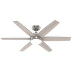 Hunter Fan 52 In Casual Brushed Nickel Ceiling Fan With Light And Remote Control
