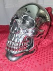 Skull Figurine Statue Silver 6 x 8  Halloween Decor Skeleton Head Statue Display