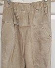 Vintage 80 s Toffs Suede Tan Leather Pants   Elastic Waist Straight Leg   Size M