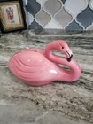 Vintage 7 5  Ceramic Pink Flamingo Money Coin Bank Curved Neck Laying Swimming 