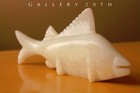 Mid Century Art  Vintage Alabaster Fish Sculpture  Atomic 60s White Abstract