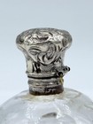 Antique Miniature Clear Glass Perfume Bottle W  Thumbprint Motif   Sterling Cap