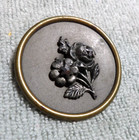 Large Vintage Antique Metal Picture Button 3d Flower W steel Facets