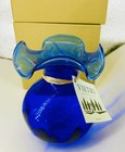 Vietri Hibiscus Cobalt Blue Italian Art Glass Blown Bud Flower Vase 5 5  New Box