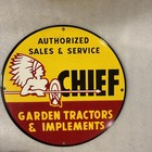 Chief Garden Tractors Porcelain  Sign Service Station Gas Station Oil Can