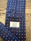 Ike Behar Navy Tie With Red And White Square Pattern