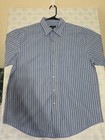 Van Heusen Blue Striped Cotton Short Sleeve Dress Shirt Pockets 16-16 5 L g
