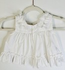 Vtg 80 s White Cotton Blend Pink Rosebud Lace Pinafore Summer Dress baby 12 Mos