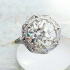 3ct Art Deco Style Old European Lab Created Diamond Engagement 14k Gold Fn Ring