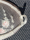 Vintage Antique Art Deco Hand Painted Pale Pink Dresser Vanity Glass Handles 21   