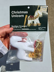 Rare  Leewards Christmas Unicorn Flocked Vtg Sequin Bead Pinning Ornament Kit