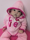 22    Artisan Vinyl Baby Weighted Doll Reborn Black Rooted Hair Brown Eyes  o