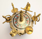 Vintage Damascene Sword Cocktail Picks Set 6 stand Toledo Spain Brass Enamel