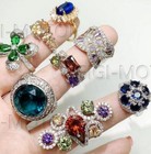 50pcs Wholesale Colorful Crystal Mixed Rings Bulk Finger Band Ring Jewelry Lot