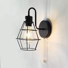 Pull Chain Wall Sconce  Wire Cage Wall Light Fixtures With On Black With Cage